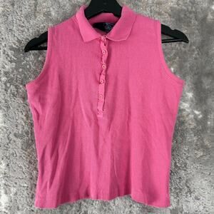 Woolrich Size M Pink Sleeveless Button Top Collared Casual Summer Shirt Cotton